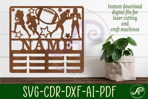 American Football Male Medal Holder Sign Design