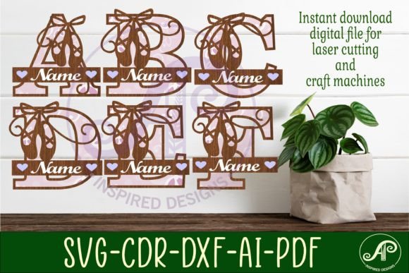 Ballet Shoes Monogram Letter Bundle Name