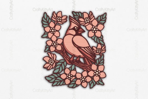 Cardinal 3D Layer SVG Papercut Laser Cut Design