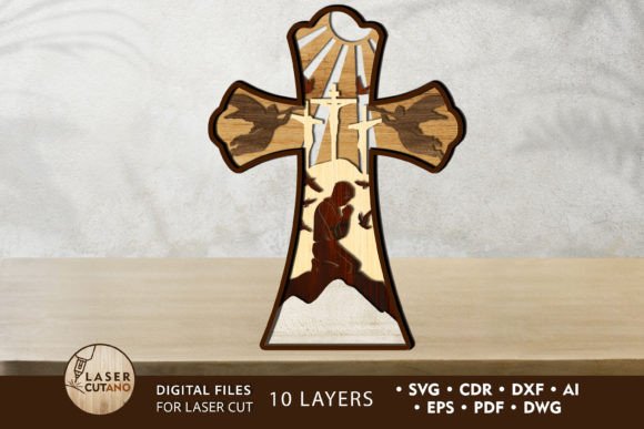 Christian Cross Multilayer Cut Template