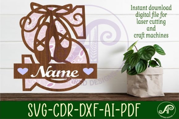 Elegant Ballet Shoe Monogram Letter S Design
