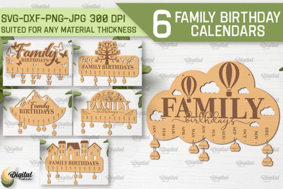 Family Birthday Calendar Laser Bundle
