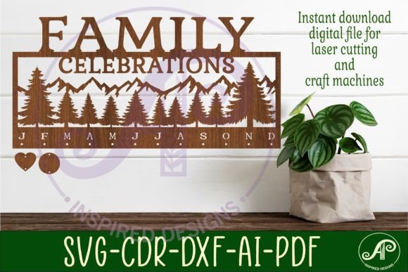 Family Celebrations Calendar SVG Laser Cut Files