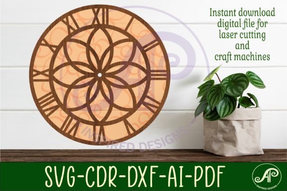 Geometric Design 1 Wall Clock Laser Cut