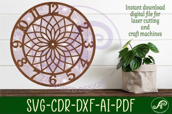Geometric Design 3 Wall Clock Laser Cut