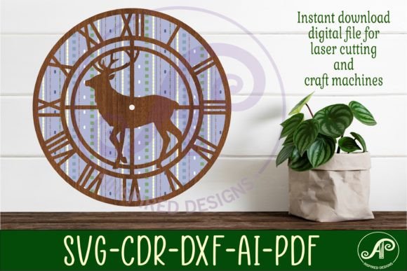 Hunting Stag Wall Clock Laser Cut Files