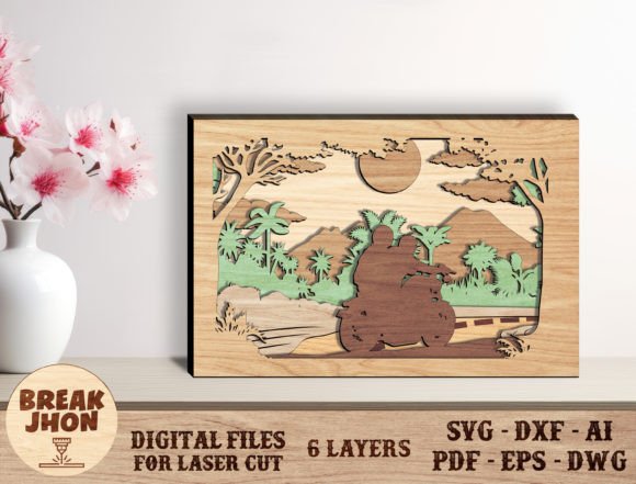 Layered Motorcycle Couple Cut File: A 3D Design Asset