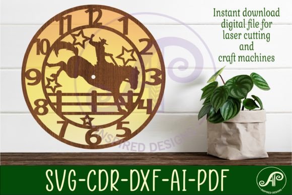 Rodeo Wall Clock Laser Cut Files: SVG Craft Templates
