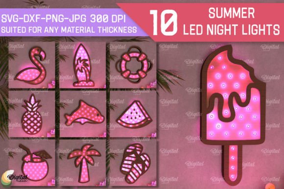 Summer Led Night Lights SVG Bundle
