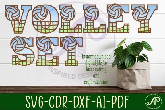 Volleyball Net and Ball Letters Alphabet