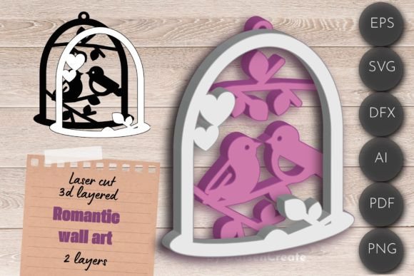 Wedding Layered Wall Art, Birds Laser Cut Design